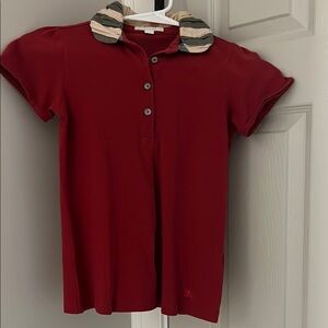 Burberry Red Striped Collared Polo